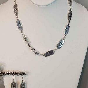 Brighton Montana Rose Silver Floral Necklace Earring Set